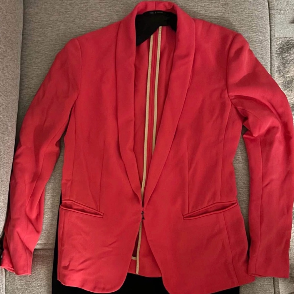 rag & bone Women's Vibrant Pink Blazer Designer RN108879 Hook and Eye Clasp